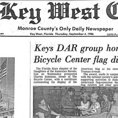 Keys DAR Honors Bicycle Center Flag Display