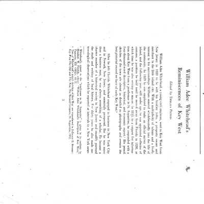 Tequestal: William Adee Whitehead's Reminiscences of Key West