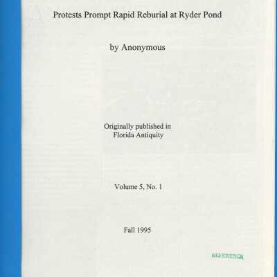 Protests Prompt Rapid Reburial at Ryder Pond