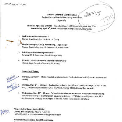 Cultural Umbrella Event Funding, Application and Media/Marketing Workshop Agenda