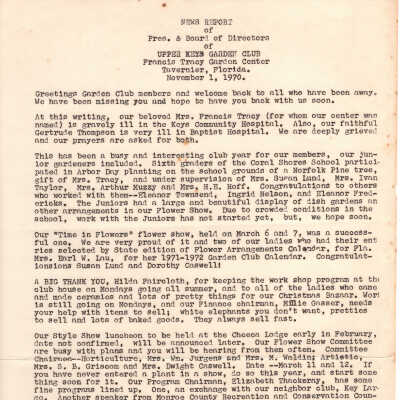 Newsletter November 1 1970