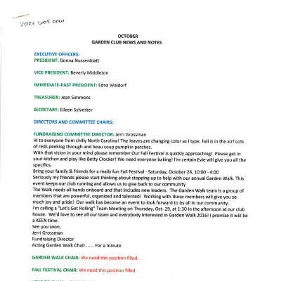 October 2015 News and Notes