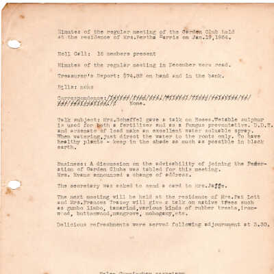 Meeting Minutes - January 19th, 1954