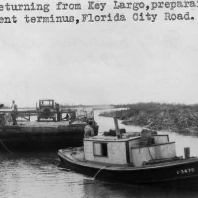 Boat Pulling Ferry to Key Largo