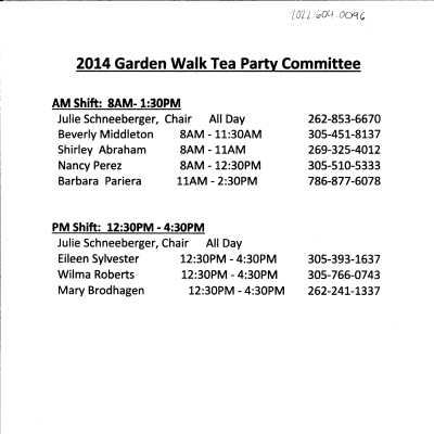 2014 Garden Walk Tea Party Committee