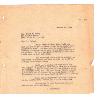 Letter to Mrs. Bohne - October 30th, 1964