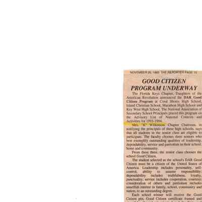 Good Citizen Program Underway Newspaper