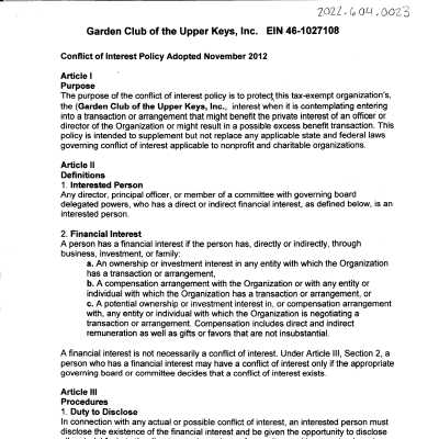 GCUK Conflict of Interest Policy 2012