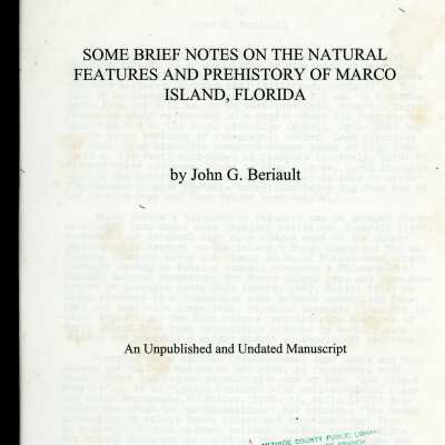 Some Brief Notes on the Natural Features and Prehistory of Marco Island, Florida