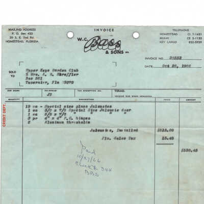 Invoice from W.C. Bass & Sons Inc. - October 26, 1966