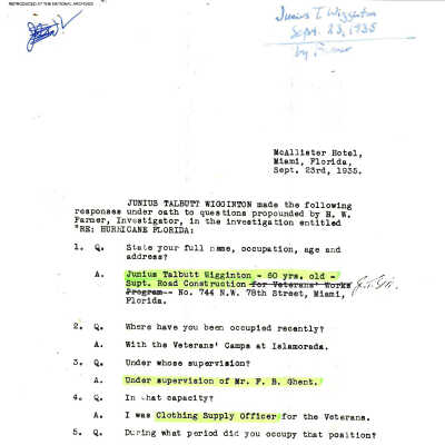 Junis T. Wigginton Testimony
