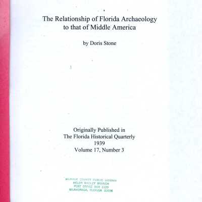 The Relationship of Florida Archaeology to that of Middle America