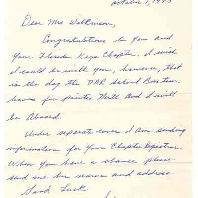 Letter from State Register to Mrs Wilkinson, 1983