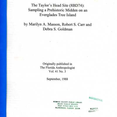 The Taylor's Head Site (8BD74): Sampling a Prehistoric Midden on an Everglades Tree Island