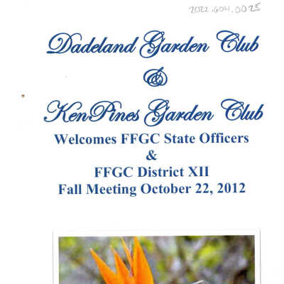 Dadeland Garden Club & Ken Pines Garden Club Welcome Pamphlet 2012