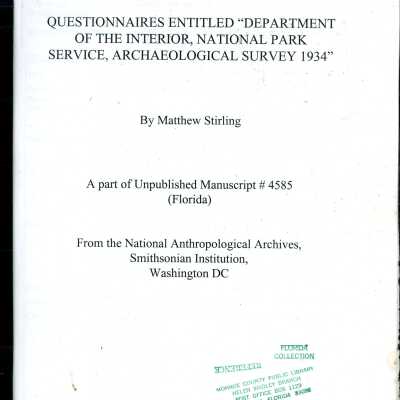 Questionnaires Entitled "Department of the Interior, National Park Service, Archaeological Survey 1934"