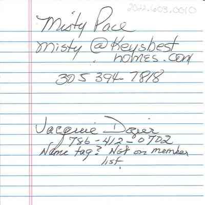Handwritten Contact Information