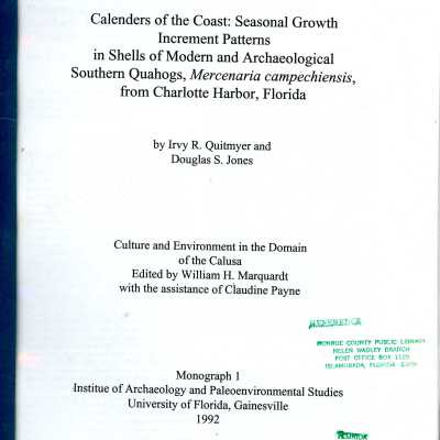 Calendars of the Coast: Seasonal Growth Increment Patterns in Shells of Modern Archaeological Southern Quahogs, Mercenaria campechiensis from Charlotte Harbor, Florida