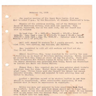 Meeting Minutes - February 18th, 1958