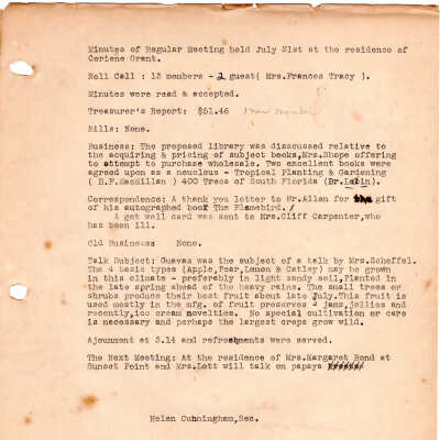 Meeting Minutes - July 21st, 1953