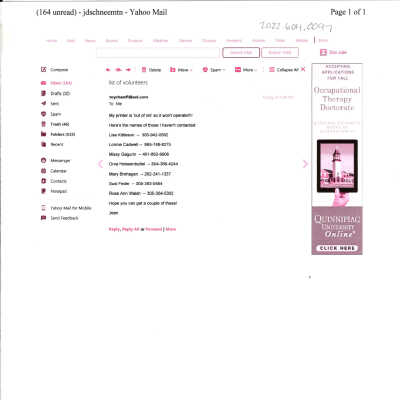 Assorted emails Feb 2014