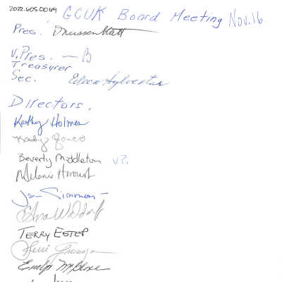 List of Signatures from November Board Meeting