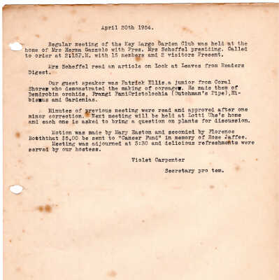 Meeting Minutes - April 20th, 1954