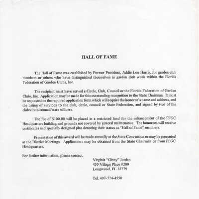 Florida Fed of Garden Clubs Hall of Fame