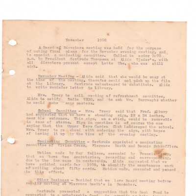 Meeting Minutes - November 1958