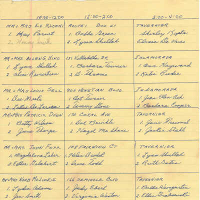 Schedule with Addresses