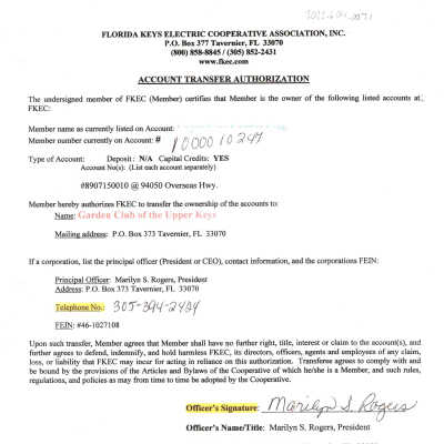 FKEC Account Transfer Authorization