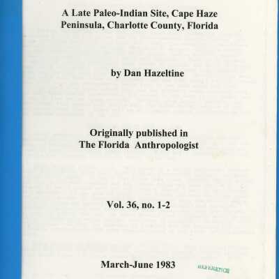 A Late Paleo-Indian Site, Cape Haze Peninsula, Charlotte County, Florida