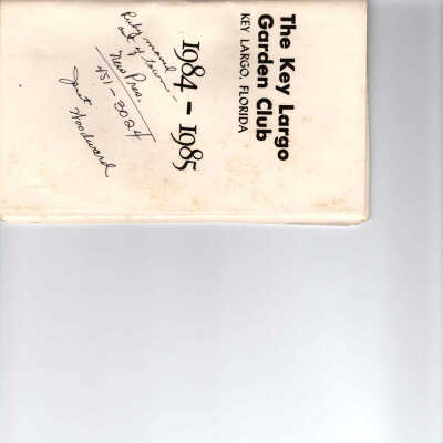 Key Largo Garden Club Calendar 1984-1985