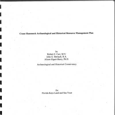 Crane Hammock Archaeological and Historical Resource Management Plan