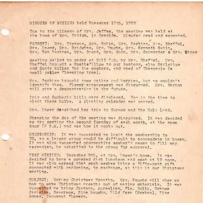 Meeting Minutes - November 13th, 1952