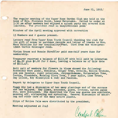 Meeting Minutes - June 21st, 1955