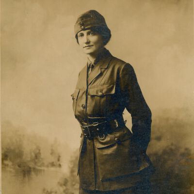 [studio portrait of Lucy LaForge in uniform]