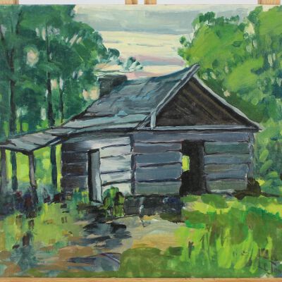 Untitled [cabin in woods]