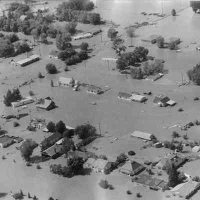 Aerial View of Flooded Area With Homes