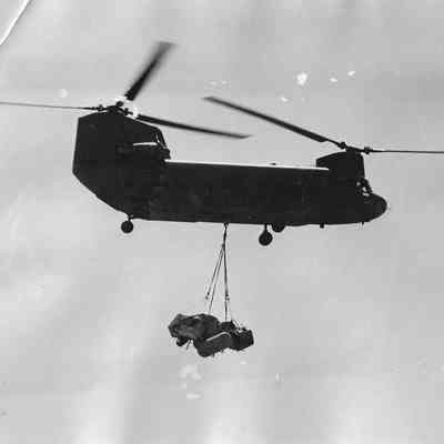 Helicopter Carrying Flood Supplies