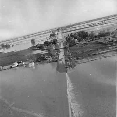 Aerial Photo of Flooded Road and Surrounding Farmland