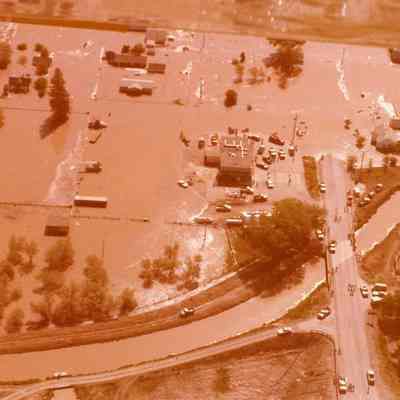 Aerial Photo People Standing on Road