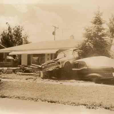 Car Collision in Flood Damaged Yard