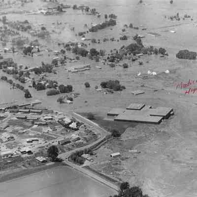 Madison High School During Flood Being Hit By Water