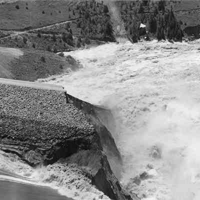 Reservoir Flowing out through Broken Dam