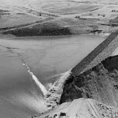 Dam Breaking from overhead view