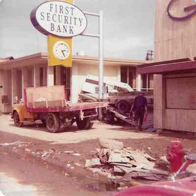 First Security Bank with Flooded Debris