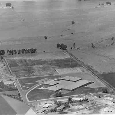 Aerial View Of Town About to Be Flooded