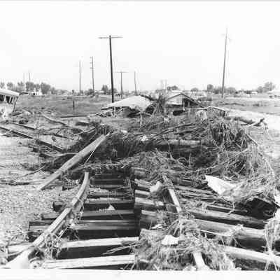 Debris filled railroad tracks