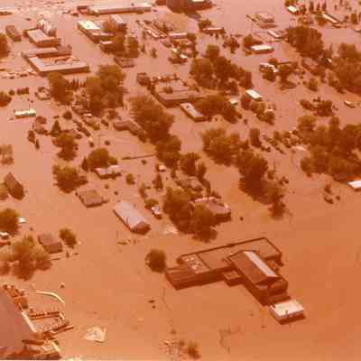 Aerial Photo of Flooded City Close-Up